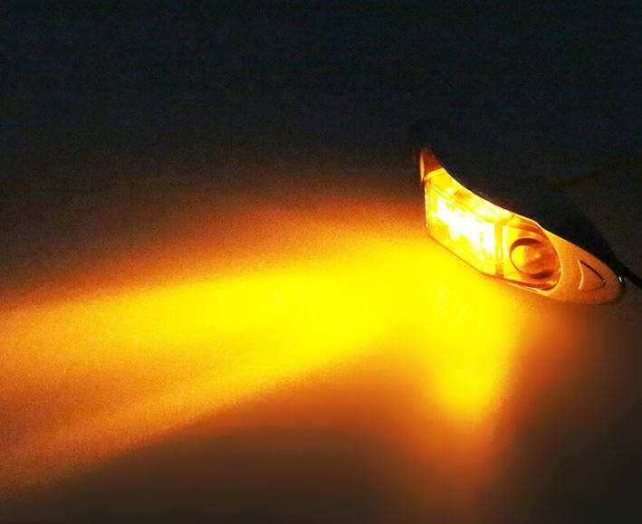 12V Chrome Surround Amber LED Marker Light