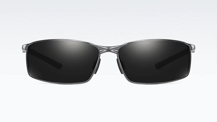 Sunglasses Metal Alloy Grey Frame / Black Lens with Zipper Case