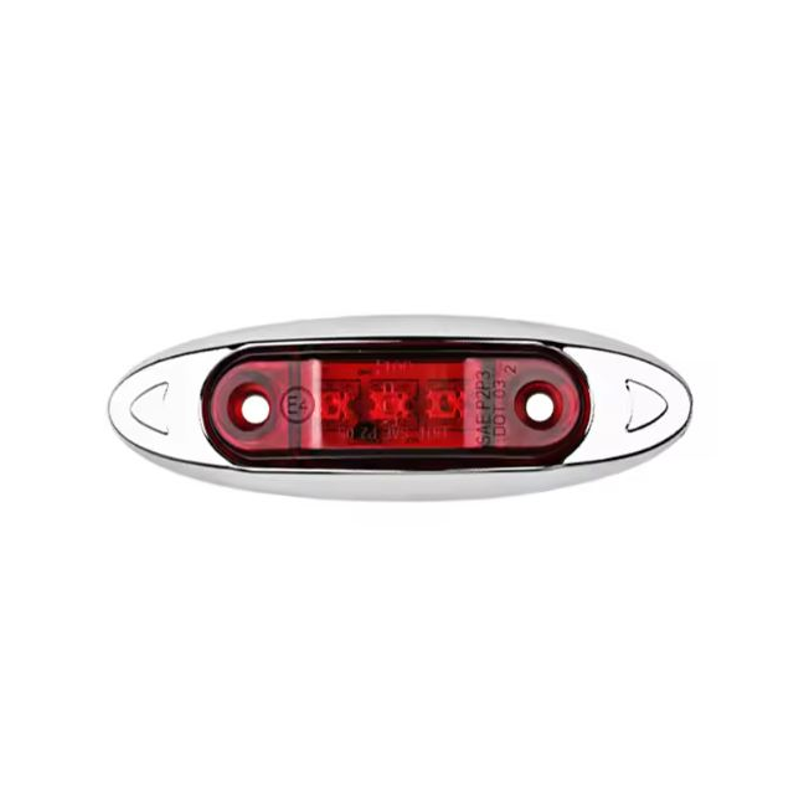 12V Chrome Surround Red LED Marker Light