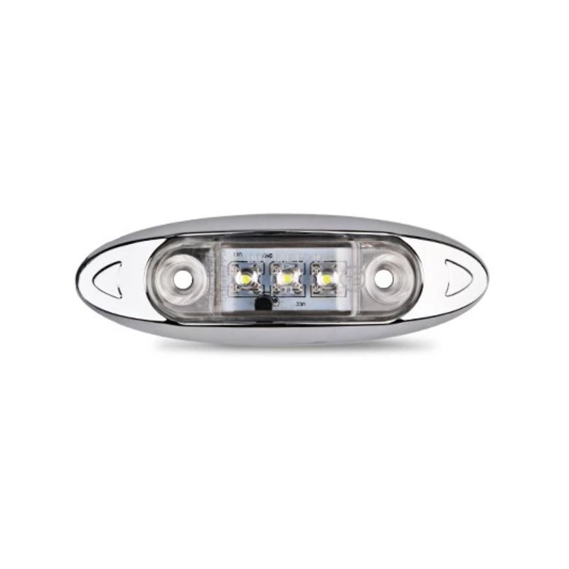 12V Chrome Surround White LED Marker Light