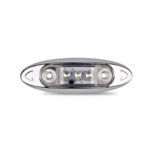 12V Chrome Surround White LED Marker Light