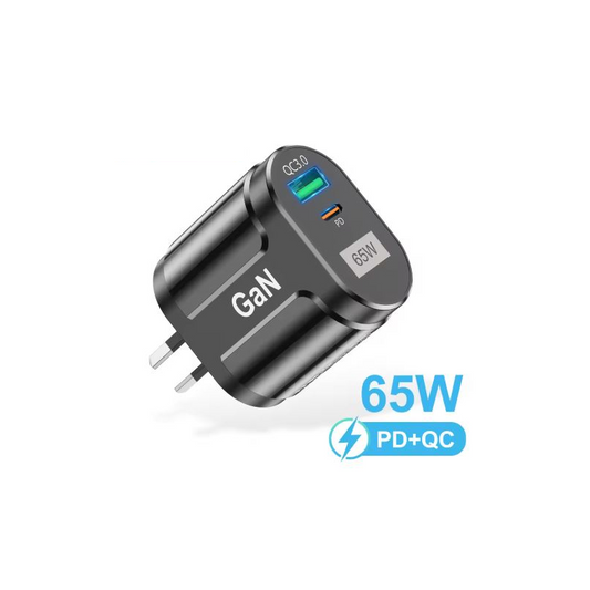 USB Fast Charger 65W QC3.0 and PD Port - Black