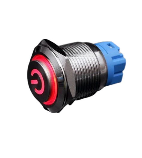 Momentary Push Button Switch with Power Icon Red 19mm