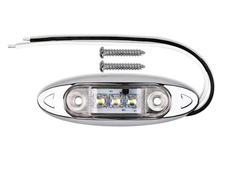 12V Chrome Surround White LED Marker Light