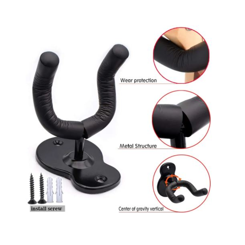 Guitar Wall Mount Hanger Black Metal Holder