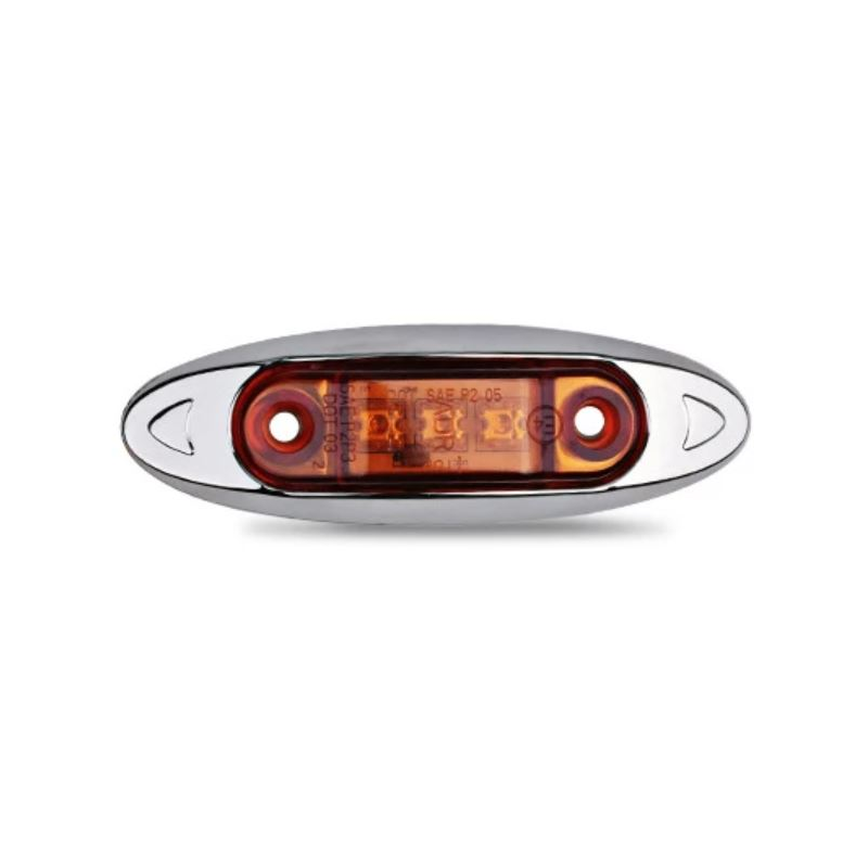 12V Chrome Surround Amber LED Marker Light