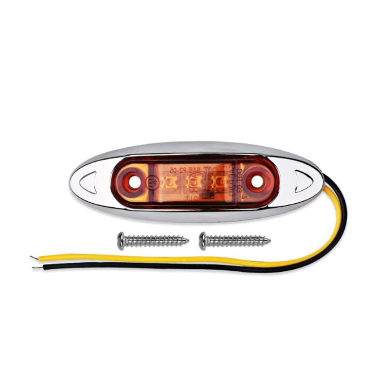 12V Chrome Surround Amber LED Marker Light