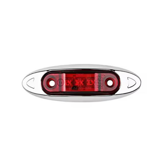 12V Chrome Surround Red LED Marker Light