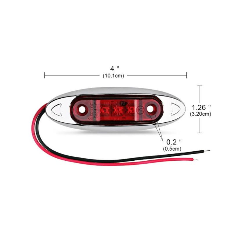12V Chrome Surround Red LED Marker Light