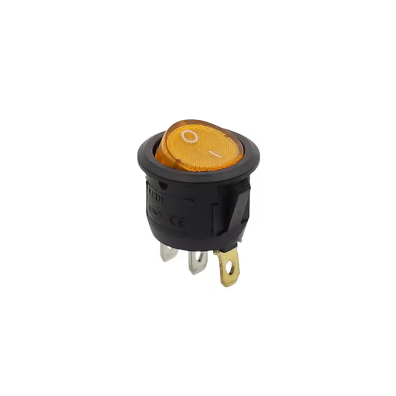 Amber Switch Round 12V 20A Latching On/Off with LED