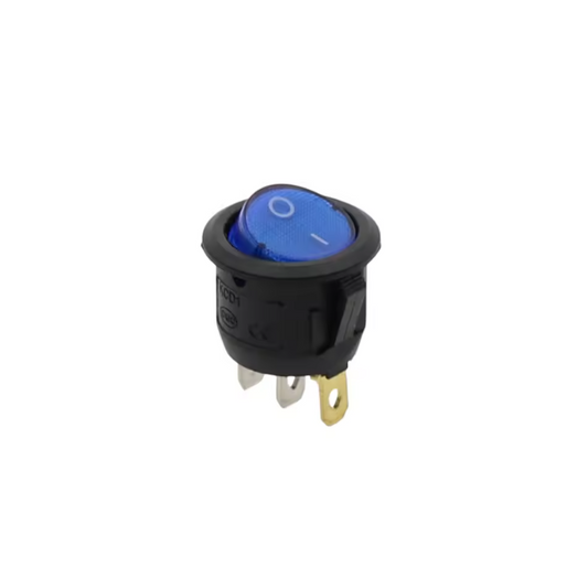 Blue Switch Round 12V 20A Latching On/Off with LED