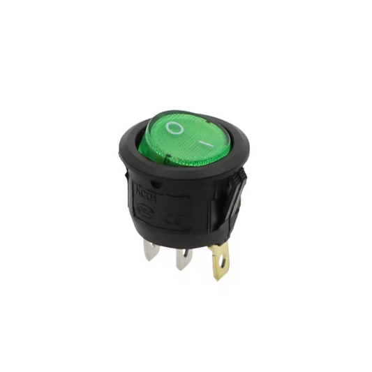 Green Switch Round 12V 20A Latching On/Off with LED