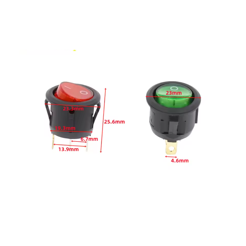 Green Switch Round 12V 20A Latching On/Off with LED