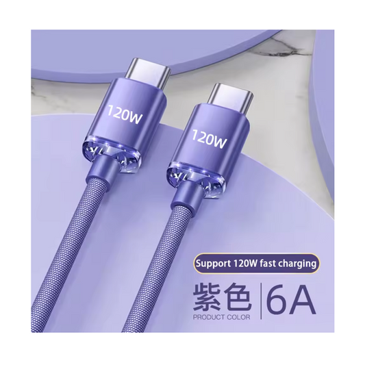 USB-C to USB-C 1M Fast Charging Data Cable – Purple