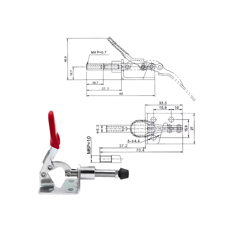 Small Toggle Straight Clamp Quick Release